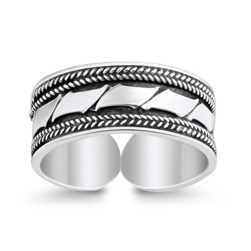 Bali Design Toe Ring For Women Adjustable Band 925 Sterling Silver (6mm)